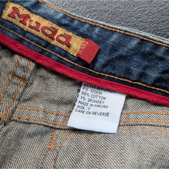 Mudd Women's Jean Blue Lightly Distressed Low Rise Buttons Y2K 90s Size 7 - Picture 12 of 12